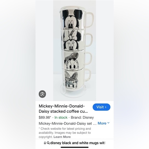 Disney Black and White sketch Character Mug Set - New - Picture 8 of 8